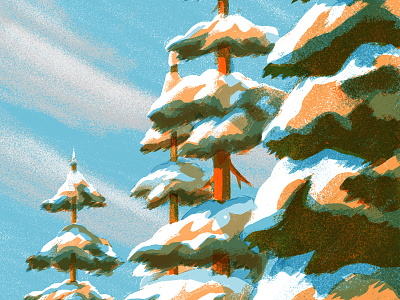 Winter sketch anano blue christmas illustration lanscape pine pinetree sky snow texture trees winter