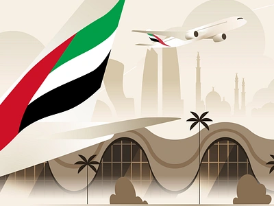 UAE Landmarks - Abu Dhabi Airport airport culture emirates flat graphic illustration motion uae