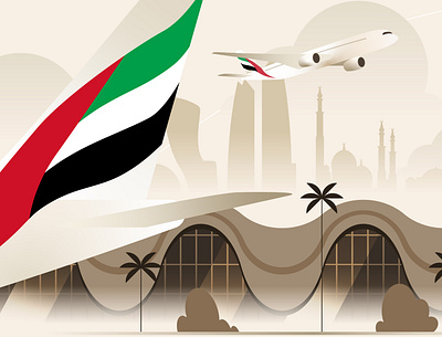 UAE Landmarks - Abu Dhabi Airport airport culture emirates flat graphic illustration motion uae