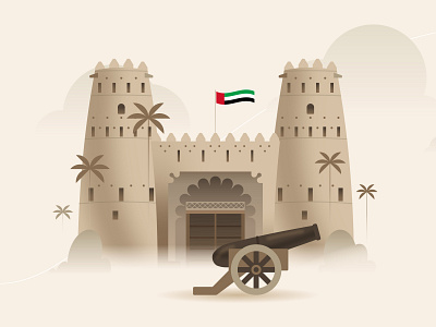 UAE Landmarks - Al Ain Fort flat fort graphic illustration landmarks middle east motion uae