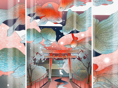 make a wish digital art fish illustration japan magic