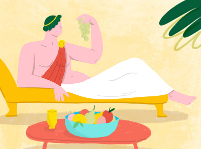 Roman snacking character food fruit illustration roman snack toga