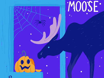 Moose feasting on pumpkin on Halloween Night alaska halloween illustration moose netflix night on earth sleepless sleepless cities