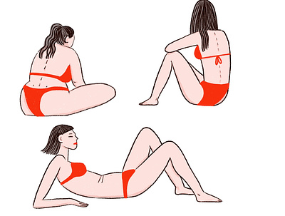 Ladies in Red #01 beach body positivity figure drawing girl holiday illustration inclusive inclusivity life drawing model summer vacantion
