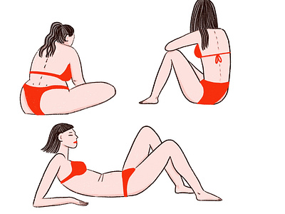 Ladies in Red #01 beach body positivity figure drawing girl holiday illustration inclusive inclusivity life drawing model summer vacantion