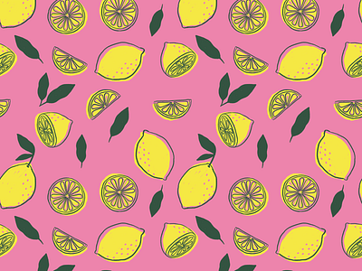 Pink Lemonade fresh illustration illustrations lemons pattern pattern design pink summer summery