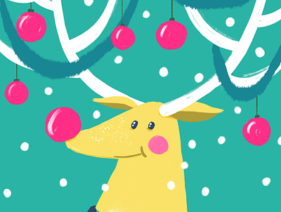Rudolph blushing card cozy cute greetings holiday illustration merry raindeer rudolph snow winter xmas xmas card