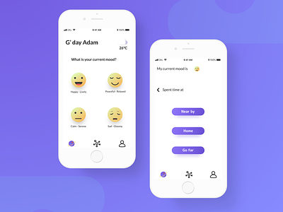 Activities Recommender activity app design interface ios mood nearby purples ui white whitespace