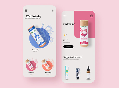 Eco beauty label mobile app app beauty cosmetic cute eco gentle illustration interface mobile pastel pink ui ux