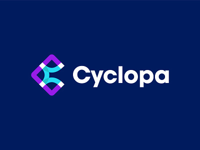 Cyclopa Logo abstract abstract logo app logo brand branding c logo connecting cycle cyclop design dots flap letter logo line logo logo design modern square tech technology logo web agency