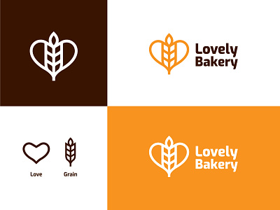 Lovely Bakery Logo Concept bakery bold brand branding bread eat elegant food illustration logo logo design logomark love minimal simple wheat