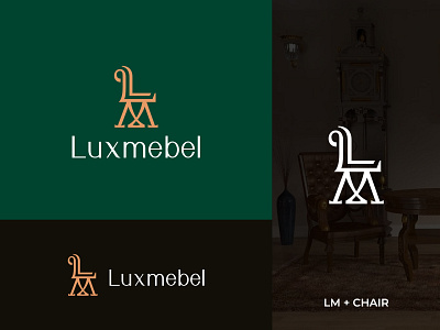 Luxmebel - Luxury Furniture Logo Concept brand branding chair expensive furniture letter letter logo logo logo design luxury mebel modern royal smart logo