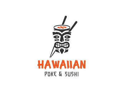 Hawaiian Sushi Logo (For Sale) abstract logo brand branding chopstick chopsticks dinner food hawaii japan japanese japanese food logo logo design modern poke restaurant sushi tiki tiki bar tiki mask