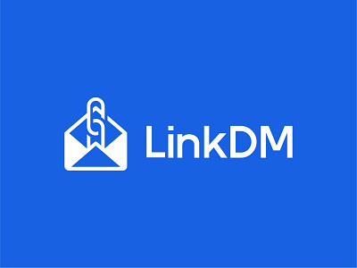 LinkDM Logo abstract logo app logo blue brand branding chain dm link logo logo design mail modern startup symbol tech technology logo