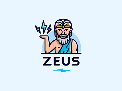 Zeus angry app brand branding design flat greece greek illustration lightning logo logo design modern mytology playful spark vector zeus