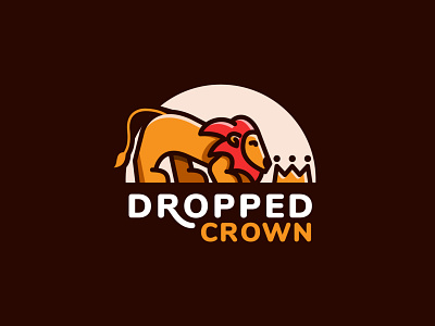 Lion Dropped Crown animal crown design drop dropped fun illustration king kingdom lion logo logo design playful vector