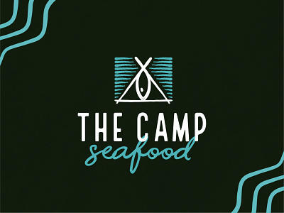The Camp Seafood brand branding camp camping design fish food hiking logo logo design modern rations sea seafood survival tent vector