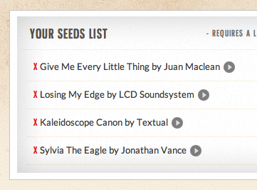 Working Seed List Display list music player texture