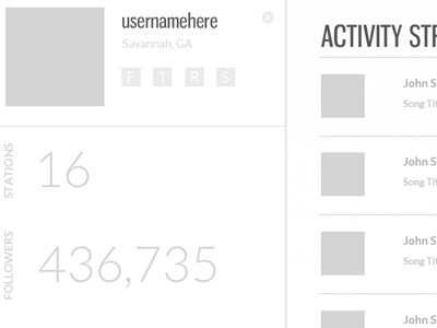 Activity Stream Wireframe activity greyscale profile users wireframe
