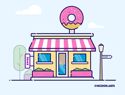Donut Shop donut shop donuts donuts shop flat vector flatdesign illustration vector