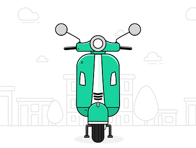 Vespa art flat illustration flat vector illustration vespa vespa illustrared