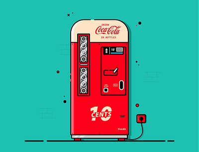 Old school Coca-Cola vending machine cocacola cocacola illustration cocacola vending machine flat illustration flat vector illustration vector