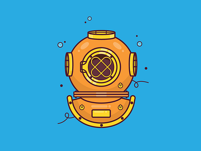 Vintage Diving Helmet art artoftheday flat illustration flat vector illustration illustration of the day vector