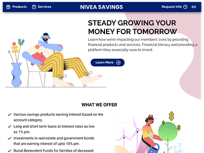 NIVEA SACCO Landing Page Design Concept branding design illustration minimal payment app typography ui ui design ux ux design