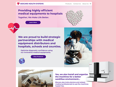 Biocare - Medical Equipment Supplier branding design medical app medical website typography ui ux vector web web design