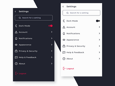 Daily UI 007 - Settings app dark mode design figma setting ui