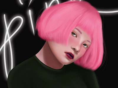 Girl with pink hair procreate art