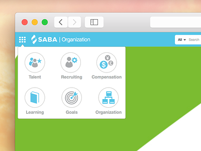 Saba Cloud navigation bar apps header ia menu nav bar navigation ui web website