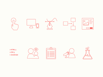 Outline skill icons competencies flat icons interaction outline simple skills testing ux visual wireframe