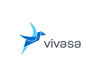 Vivasa Logo app logo bird flying logo blue brand identity branding brid logo flat logo logo logodesign modern logo startup logo tech logo v bird logo v logo
