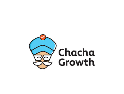 Chacha Growth Logo blue brand identity branding chacha chowdhury charachter logo comic charachter logo financial flat logo funny logo growth growth logo illustration logo logo design logodesign logotype modern orange