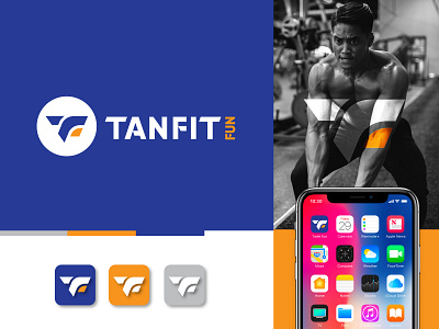 TanFit Fun Branding app logo blue brandidentitydesign branding branding agency fitness app logo fitness logo flat logo gym logo health logo identitydesign modern logo orange orange juice t logo tech logo tf logo typography workout logo