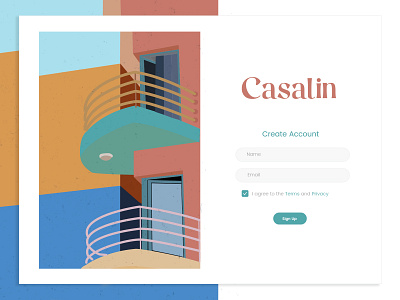Casalin Logo and Illustration create account form form design home illustration illustration logodesign mexican building mexican home modern design real estate app real estate illustration real estate logo spanish house spanish style building typographic logo ui design
