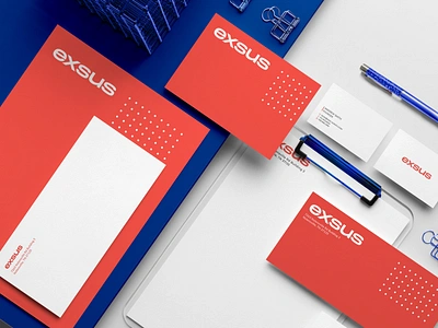 Exsus - Brand Identity (Construction Company) blue brand identity branding branding agency builders branidng construction company branding construction logo logodesign orange print design real estate stationery design typogrpahic logo