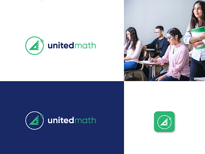 United Math - Learning Platform logo a letter logo a logo academic logo app icon branding compass logo educational logo geometric logo icon design learning platform logo logodesign modern logo print design web design