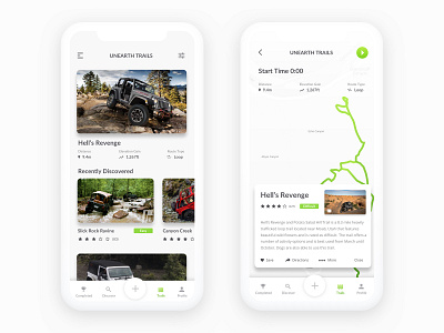 Unearth Offroad Trails app concept appdesign mobile offroad trails ui ux design