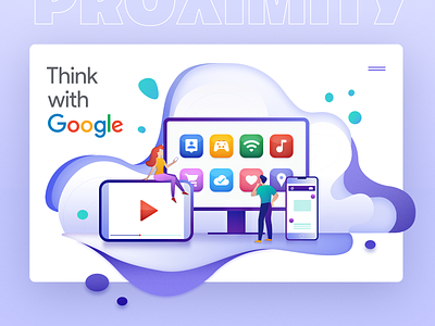 Think with Google clouds flat graphicdesign illustration minimal typography vector web website