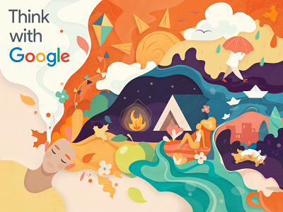 Think with Google autumn design flat graphicdesign illustration vector web