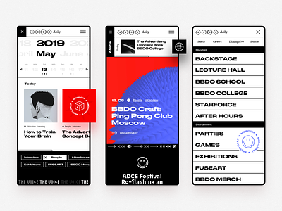 BBDODAILY Mobile ✹✹✹ brutalism design flat graphicdesign grid minimal mobile typography ui ux web