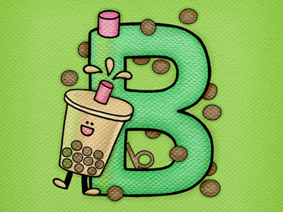 B is for Bubble Tea! illustration typography