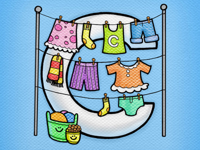 C is for clothesline! illustration typography