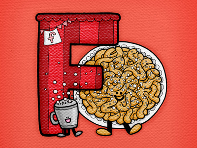 F is for funnel cake! illustration typography