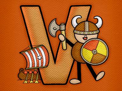 V is for viking! illustration typography