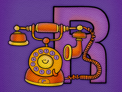 R is for rotary phone! illustration typography