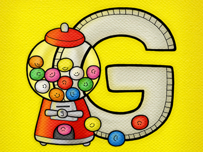 G is for Gumball Machine illustration typography