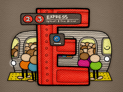 E is for Express Train! illustration typography